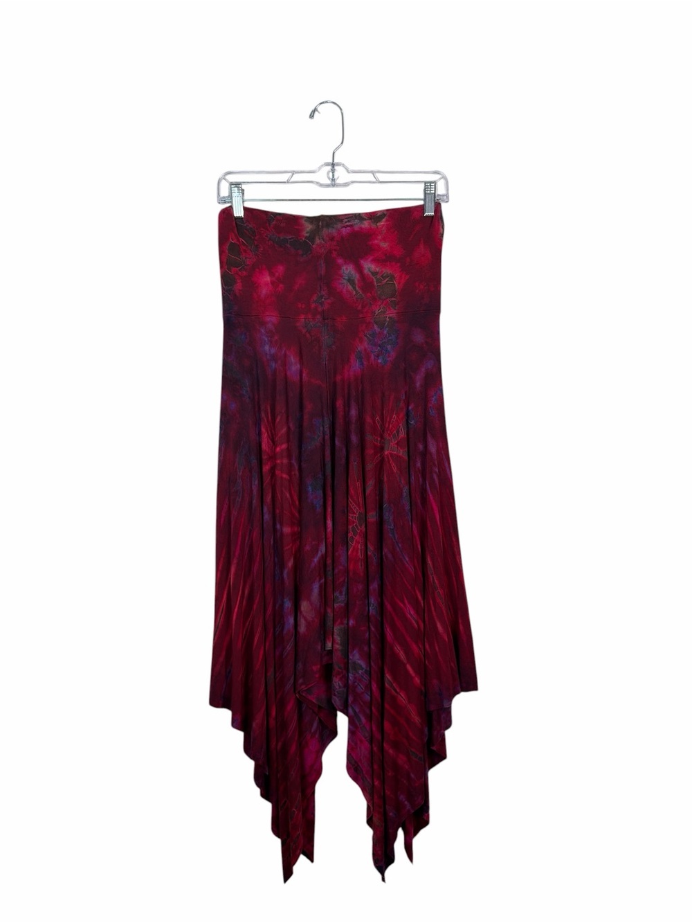 Gypsy Rose Tie Dye Handkerchief Hem Maxi Skirt Boho Festival Fairy Grunge